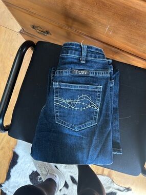 Cowgirl Tuff Dark Blue Boot Cut Jeans with Contrast Stitching